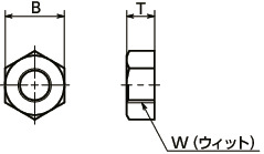 SPC-N(INCH)樹脂六角ナット（PC / インチねじ）寸法図