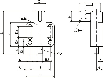 PBVXフランジつきインデックスプランジャ寸法図