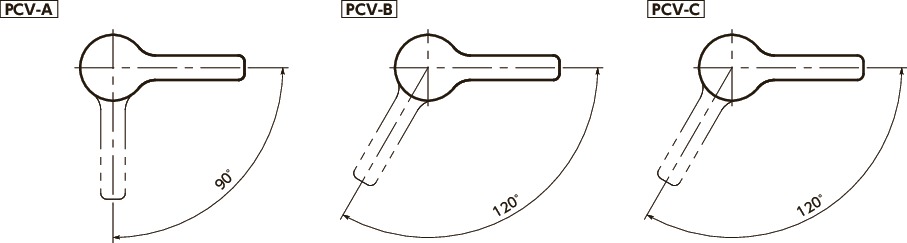 PCVインデックスプランジャ - レバータイプ寸法図