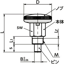 PIYインデックスプランジャ - ロック機構つき - コンパクトタイプ寸法図