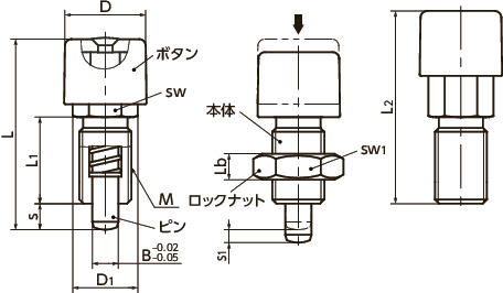 PXPS-8-S-A4｜インデックスプランジャ - ノック式ボタンタイプ