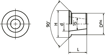PIC-Bインデックスプランジャ用ブシュ - テーパ穴タイプ - フランジつき寸法図