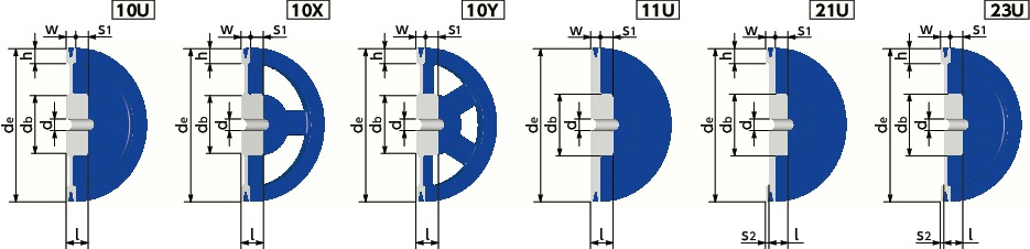 JIS-A-1JIS Vプーリー - A・AX適用寸法図