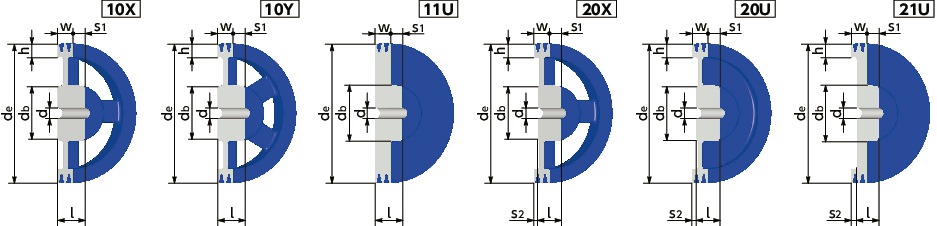 JIS-A-2JIS Vプーリー - A・AX適用寸法図