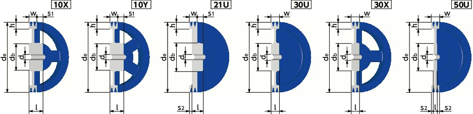 JIS-C-2JIS Vプーリー - C・CX適用寸法図