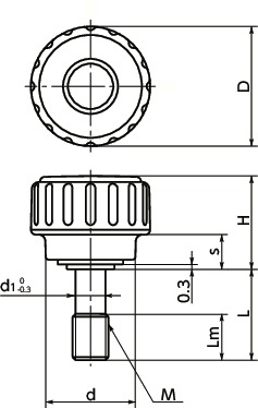 KDMS-SC脱落防止ディンプルノブ寸法図