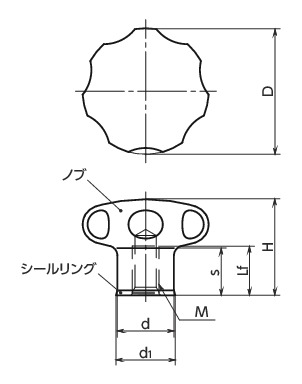 KEHS-M-A4-HDステンレスハンドノブ - ハイジェニックデザイン寸法図