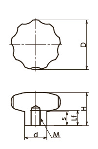 KEHS-M-HPステンレスハンドノブ寸法図