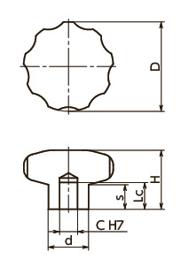 KEHS-Rステンレスハンドノブ寸法図