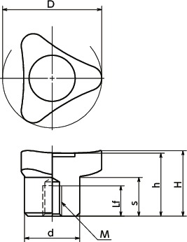 KGTFスリーロブノブ寸法図