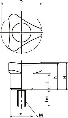 KGTMスリーロブノブ寸法図