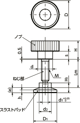 KIGMS-SBPSプラスティックミニノブ - スラストパッドつき 