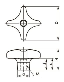 KJFA-K-MT十字ノブ寸法図