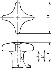 KJFA-M-HP十字ノブ寸法図