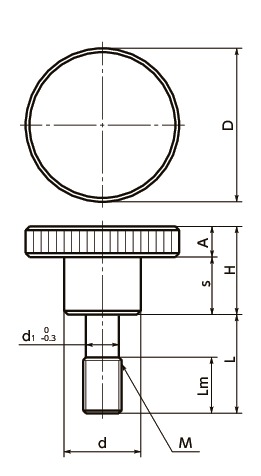 KNMS-SC脱落防止ローレットノブ寸法図