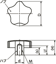 KSH-M-A4ステンレスハンドノブ 寸法図