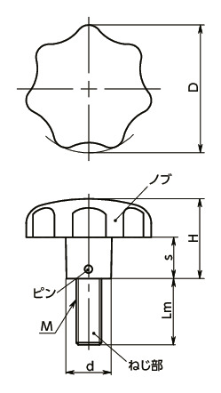 KSMA-HPセブンロブノブ寸法図