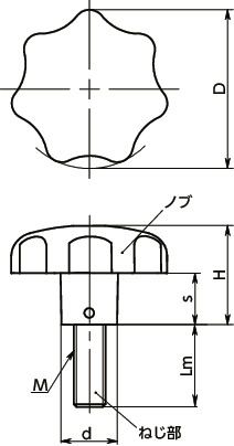 KSMS-NIセブンロブノブ寸法図