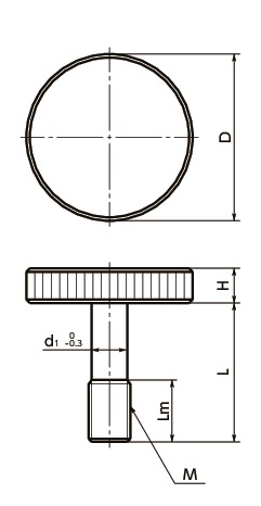 KUM-SC脱落防止ローレットノブ寸法図