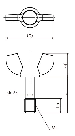 KWBS-SC脱落防止ウイングノブ寸法図