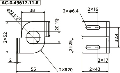 AC-0-49617-11回転ラッチ用ワイヤブラケット 寸法図