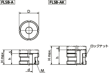 FLSBレベリングセット - ショートタイプ寸法図