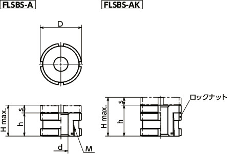FLSBSレベリングセット - ショートタイプ寸法図