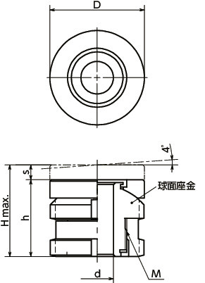 FLSCレベリングセット - 球面座金機構タイプ寸法図