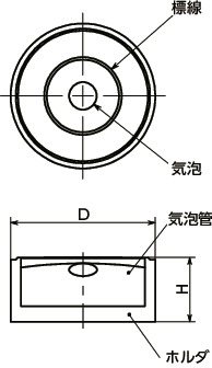 FSLEホルダつき丸形水平器-組み込みタイプ寸法図