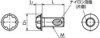 SRS6A-ALKシステムシックスボルト（ナイロン溶着つき）寸法図