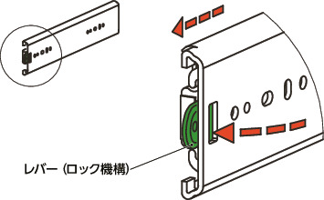 TSCC-Mスライドレール - 3段引 - クローズロック機構つき