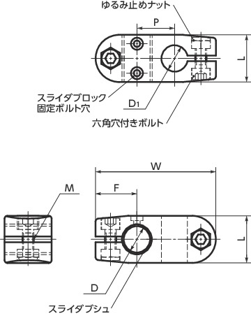 GN131.1スライダブロック - クロス寸法図