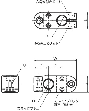 GN131.2スライダブロック - クロス寸法図