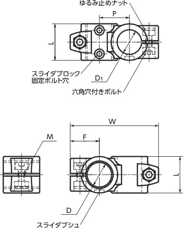 GN132.1スライダブロック - クロス寸法図