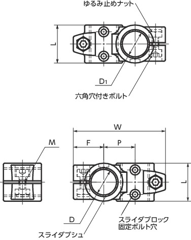 GN132.2スライダブロック - クロス寸法図