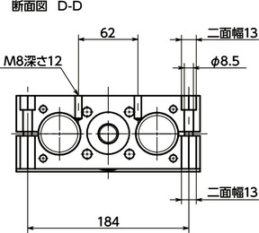 GN491-50アクチュエータ-ダブルチューブタイプ寸法図