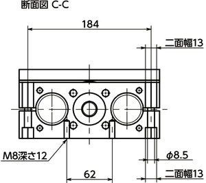 GN492-50アクチュエータ-ダブルチューブタイプ寸法図
