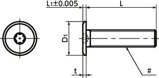 SET-TZB(INCH)ヘクサロビュラ穴付き超極低頭ボルト(インチねじ)寸法図