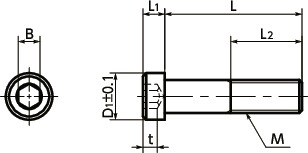 SLH-SD六角穴付き低頭小頭ボルト寸法図
