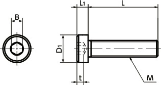 SLHL六角穴付き低頭ボルト（SUS316L製）寸法図