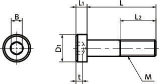 SLHS六角穴付き低頭ボルト寸法図