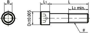 SNSS-SD(INCH)六角穴付き小頭ボルト(インチねじ)寸法図