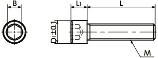 SNSS-SD-MO六角穴付き小頭ボルト（二硫化モリブデンコーティング）寸法図