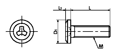 SRSHSいたずら防止極低頭ボルト寸法図