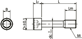 SSC-SD六角穴付き小頭脱落防止ねじ寸法図