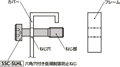 SSC-SLHL六角穴付き低頭脱落防止ねじ（SUS316L）