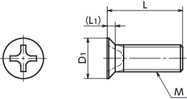 SNZF3-TBZ精密機器用十字穴付き皿小ねじ（0番3種） 寸法図