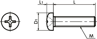 SPC-P樹脂ねじ（PC / 十字穴付きなべ小ねじ）寸法図