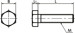 SPP-H樹脂ねじ（PP / 六角ボルト）寸法図