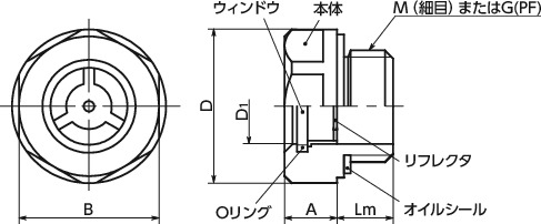 QLGMH-Aオイルレベルウィンドウ寸法図